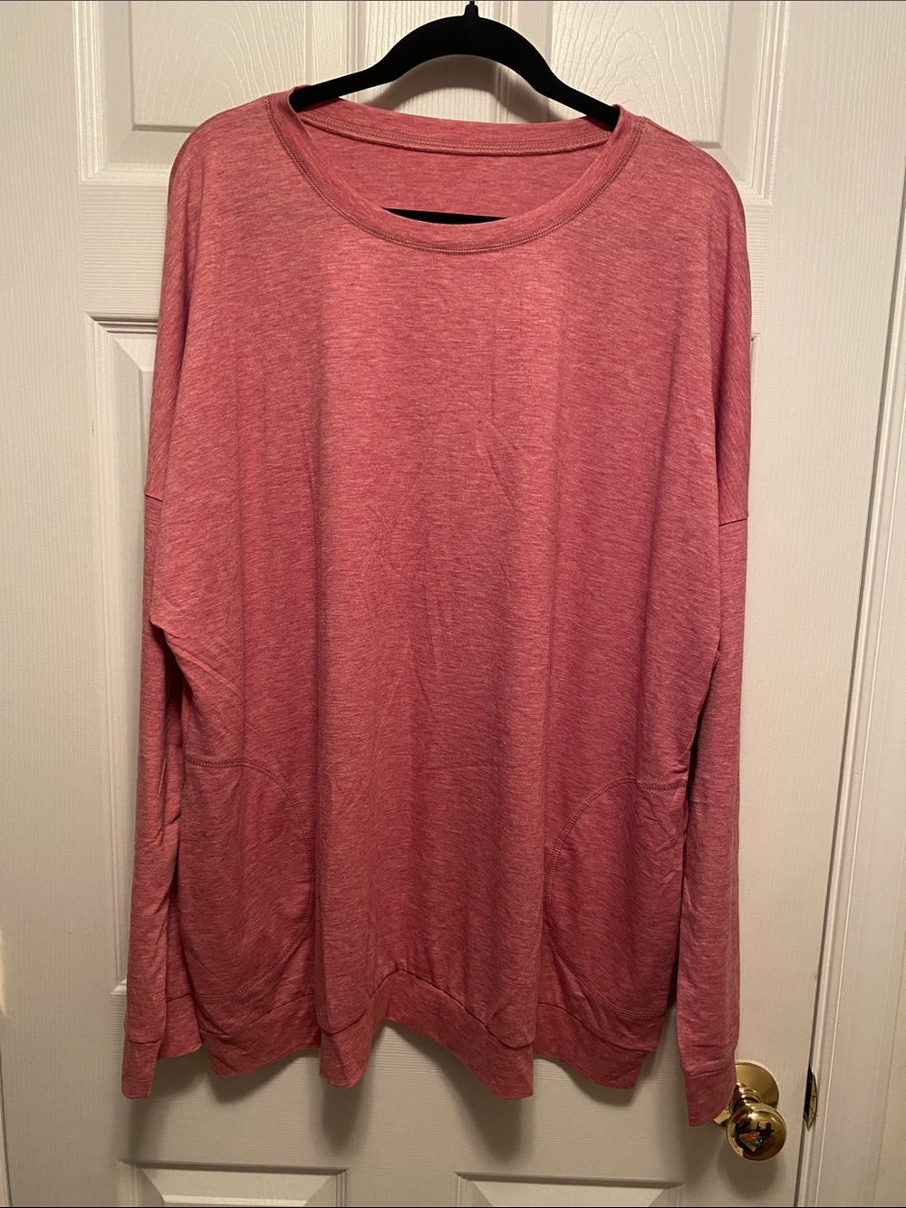 Women’s Cozy Long Sleeve Heather Pink Pullover Top…size 3XL